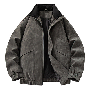 班尼路PU皮羽绒服男冬季2026新款美式复古解构工装鸭绒外套男款E