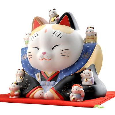 药师窑七福神手工生日结婚招财猫