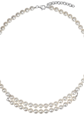 双层天然珍珠项链嘻哈复古锁骨链