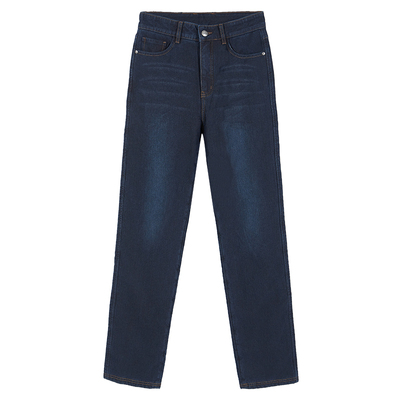 羊毛绒宝来捷冬季宽松直筒牛仔裤