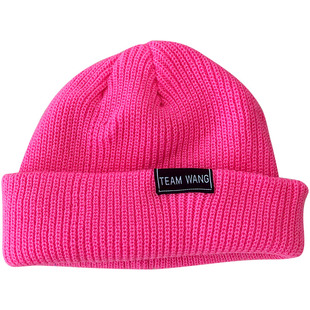 王嘉尔同款街舞毛线帽子teamwang男女韩版百搭橘色针织瓜皮冷帽潮