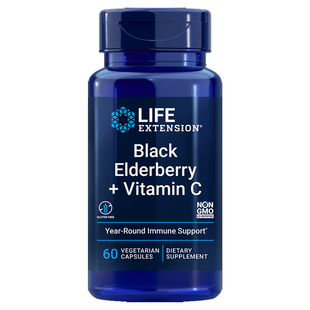 特价黑接骨木+VC60粒美国Life Extension Black Elderberry强免疫