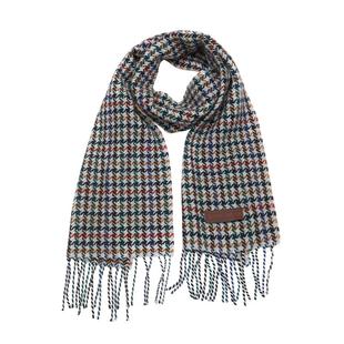 King Deer/鹿王羊绒围巾千鸟缩绒格流苏男士商务时尚保暖秋冬新款