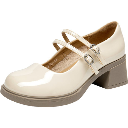 大东女鞋玛丽珍鞋2026春季新款圆头粗跟通勤小皮鞋双搭扣女单鞋子