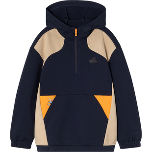 Adidas/阿迪达斯正品新款儿童宽松时尚半拉链套头卫衣JC9377
