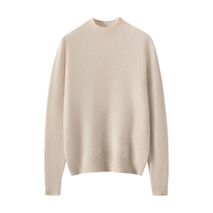 100%纯山羊绒衫女秋冬新款高龄毛衣内搭保暖宽松针织衫翻领打底衫