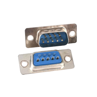 DB9插头插座 母头公头塑料金属外壳 蓝胶焊线式插头