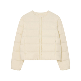 COVERNAT韩国羽绒服白色女款冬季2025新款轻薄短款圆领白鸭绒外套