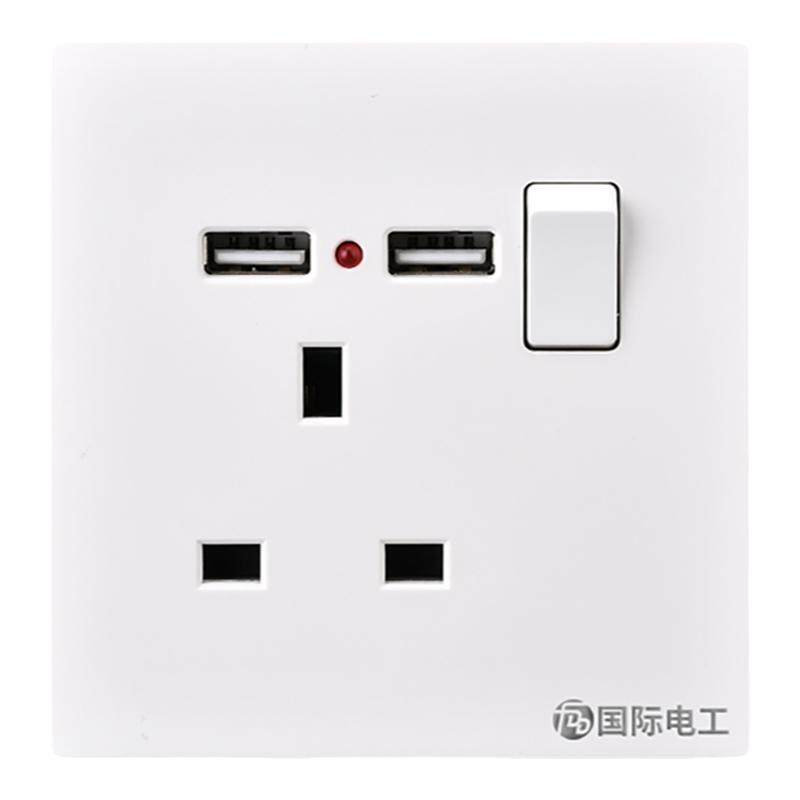 港式快充英标插座方三孔插86型
