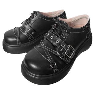 superpink 审判甜心 原创y2k亚文化暗黑朋克辣妹厚底鞋哥特风皮鞋