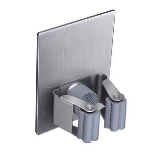 304不锈钢拖把架防水 浴室玻璃墙壁收纳 壁挂拖把夹子免打孔单个