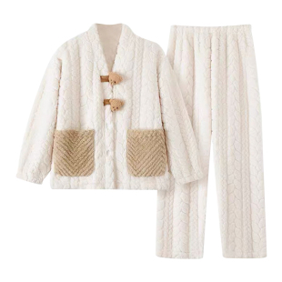 珊瑚绒睡衣女款秋冬季2025新款加厚保暖法兰绒小熊冬天家居服套装