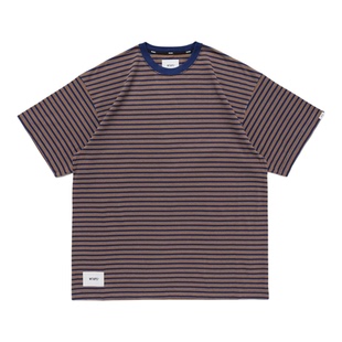 现货 WTAPS BDY 02 / SS / COTTON 条纹棉质刺绣小标短袖T恤 25SS