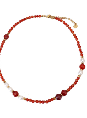 DSTYLE贝母四叶草吊坠红色项链女