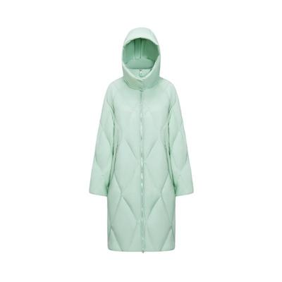波司登冬季女士中长款可拆卸帽纯色绗缝羽绒服韩系冬装外套