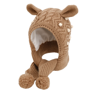 宝宝帽子围巾一体帽秋冬保暖护耳帽儿童套头帽加绒加厚针织毛线帽