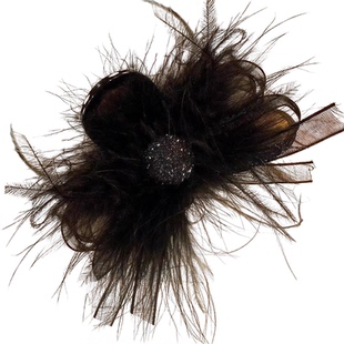 超仙~风欧根纱蝴蝶结羽毛8厘米抓夹气质时尚浪漫毛毛抓夹秋冬新款