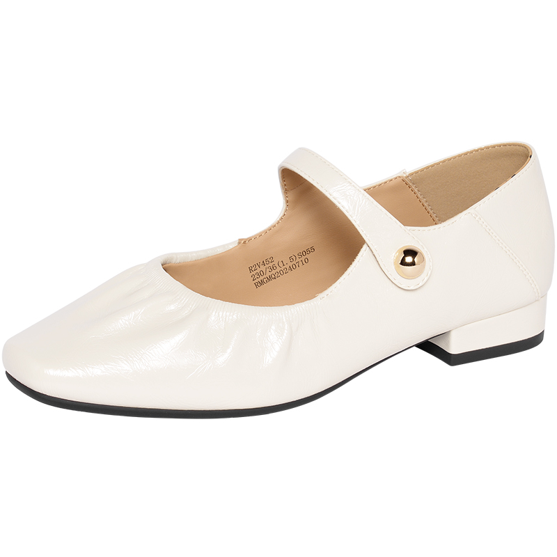 REEMOOR睿慕2025秋季新款小方头法式玛丽珍鞋通勤浅口粗跟单鞋女