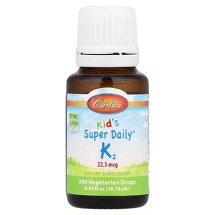 Carlson儿童每日维生素K2滴剂骨骼发育引钙入骨易吸收长高强健牙