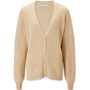 【朱珠同款】lkbennett驼色绵羊毛外套秋新款V领针织开衫