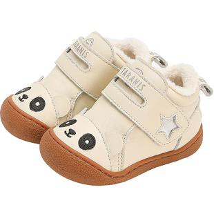 泰兰尼斯童鞋冬季新款儿童步前鞋男女宝宝鞋子加绒棉鞋牛皮婴儿鞋