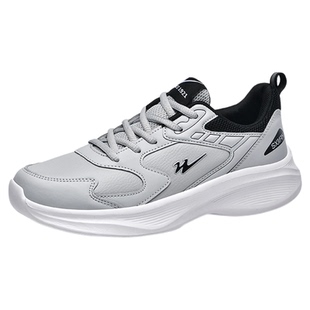 双星男鞋百搭软底男士皮面运动鞋防水休闲鞋子男款防滑减震跑步鞋