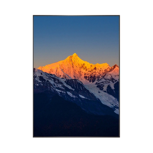 日照金山玄关装饰画客厅背景墙风景壁画梅里雪山高级感办公室挂画