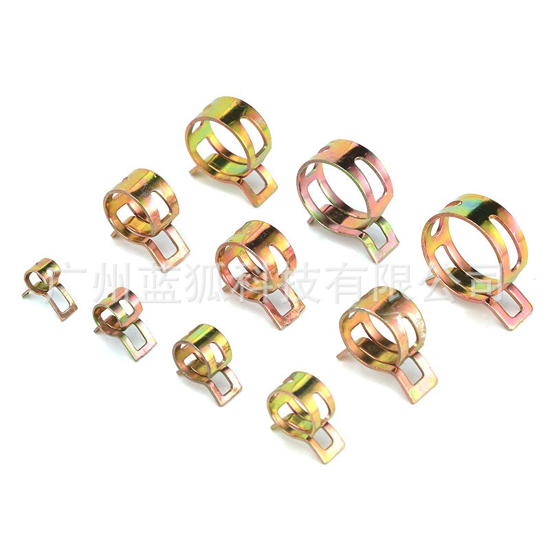 直销 100pcs盒装 镀彩锌弹性箍圈6-22mm 水管夹卡箍抱箍组合
