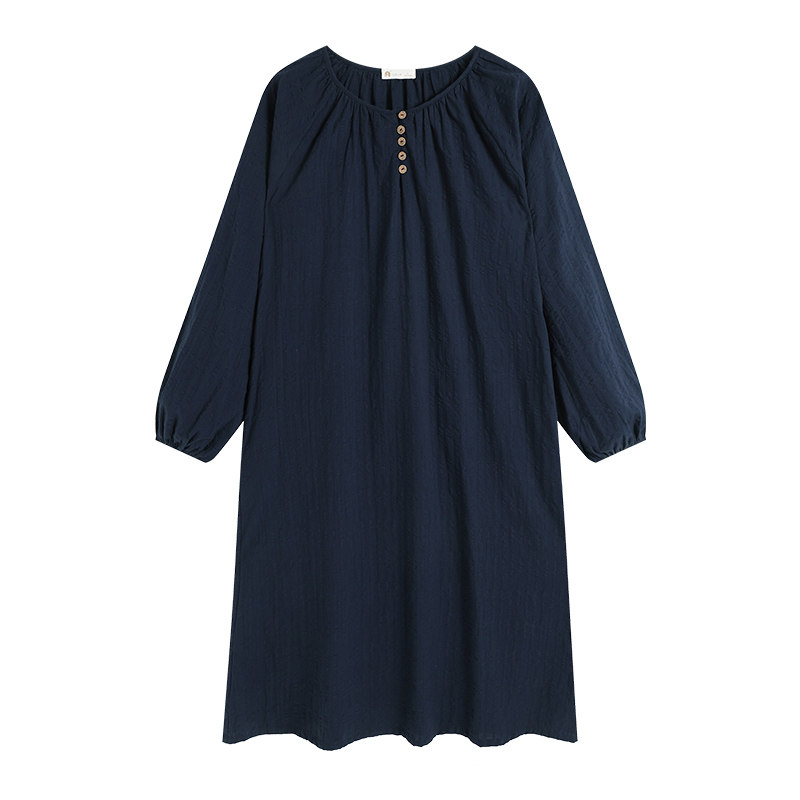 春秋季纯棉宽松复古家居服中长裙