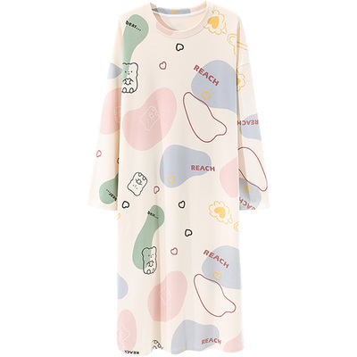 2025年新款纯棉睡裙女长袖连衣裙