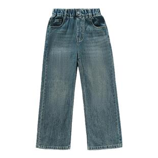 女童牛仔裤春秋款2026新款女大童阔腿裤春季休闲裤儿童直筒裤春装