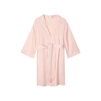 安莉芳夏季薄款长袖甜美睡袍冰丝