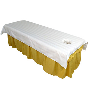 美容院床单 推拿按摩养生会所专用纯棉床单加厚全棉白色 带洞订做