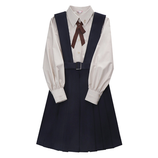 樱花家族校供感jk制服【云熙女高】绀色学院风背带连衣裙衬衫长装
