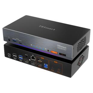 TESmart碲视二进二出KVM切换器苹果笔记本Mac mini和电脑主机专用4K60Hz高清共享USB3.0雷电4拓展坞带EDID