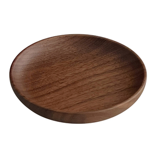 ins复古胡桃木桌面木质收纳盘圆形首饰小托盘玄关钥匙杂物置物盘