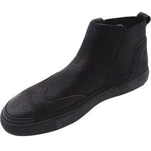 2025秋冬季新款时尚套脚真皮加绒保暖二棉男鞋磨砂牛皮高帮潮男鞋