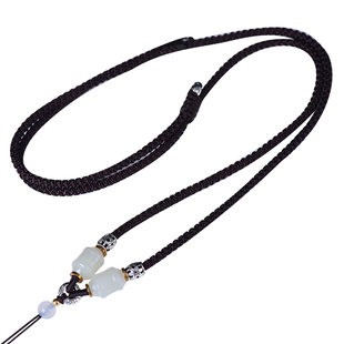 手工编织高端玉坠佛公吊坠挂绳男士女款高档和田玉佛项链配玉绳子