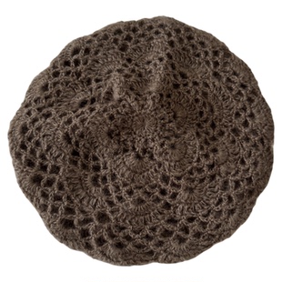 章若楠同款贝雷帽子女秋冬法式文艺复古画家帽百搭手工钩花针织帽