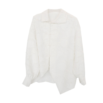 原创设计风不对称盘扣中式衬衣衫