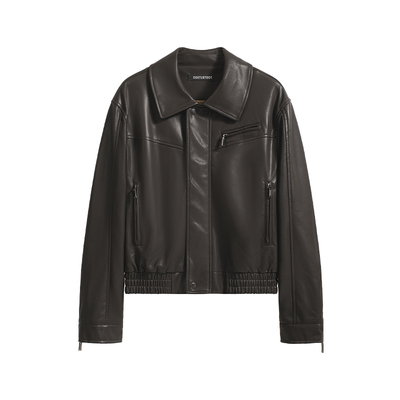 costustoot多拉链口袋加绒皮夹克