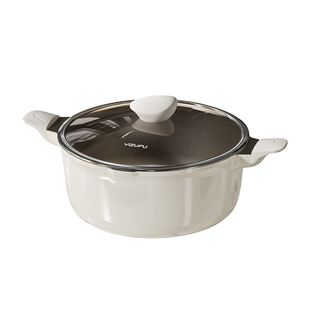 钛陶瓷无涂层不粘汤锅家用双耳炖煮锅煲汤电磁炉燃气专用搪瓷锅X