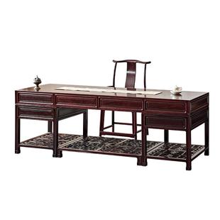 赞比亚血檀办公桌中式书桌非洲小叶紫檀老板桌全实木大班台写字台