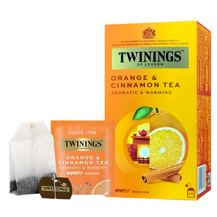 TWININGS进口川宁柑桔肉桂果香红茶2g×25包独立装袋泡茶便携卫生