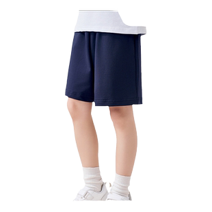 罗蒙男童校园服短裤深蓝色儿童裤子夏季女童小学生休闲运动五分裤