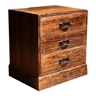 日式桌面实木带暗格整理箱乔迁礼品多功能首饰茶饼茶具抽屉收纳盒