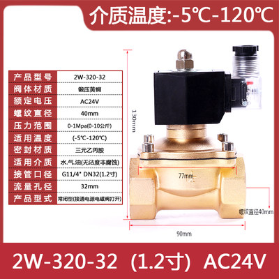 品防水常闭电磁阀水阀铜开关气阀灌溉控制阀AC380V24V110V4分6新