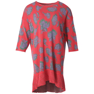 阁兰秀2026春季牡丹提花不规则针织毛衣套头衫女半袖中长款连衣裙