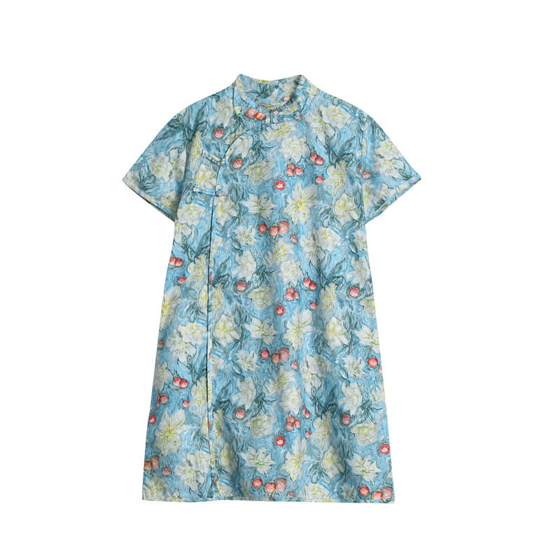 中国风旗袍女装夏季碎花连衣裙