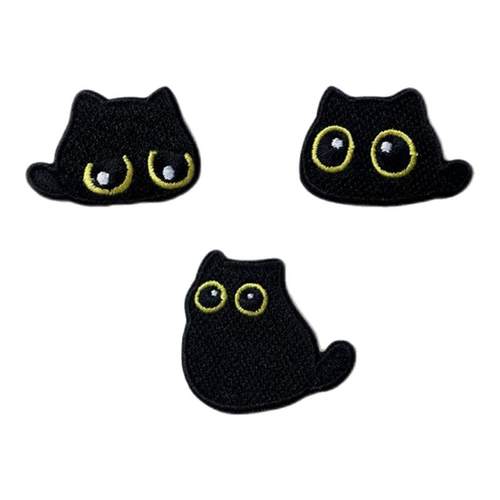 卡通黑猫羽绒服补丁贴自粘免缝儿童裤包衣服修补图案刺绣布贴小号